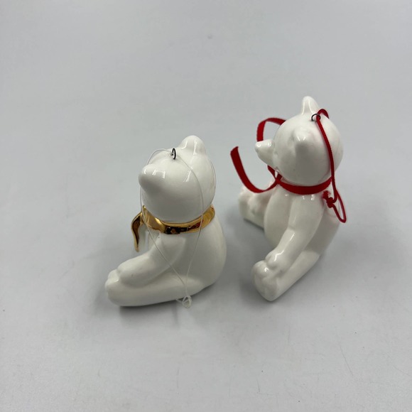 Department 56 Vintage Teddy Bear Ornaments Christmas Solid White Fine China 2 - Picture 6 of 8